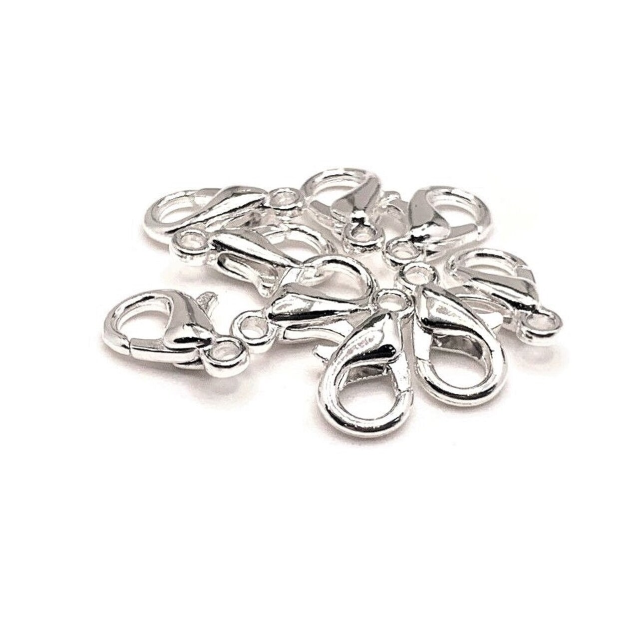 100 or 500 Pieces: 6 x 10 mm Silver Plated Lobster Claw Clasps